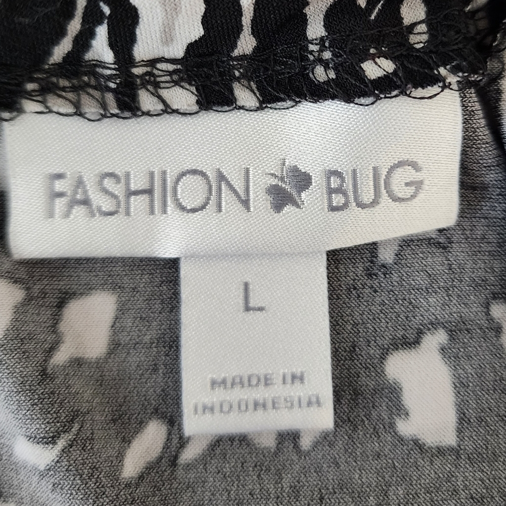Fashion Bug Black White Sleeveless Tank Blouse Shirt Tie Back Size Large - Picture 6 of 7